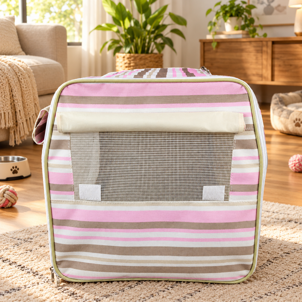 Foldable Striped Dog Crate